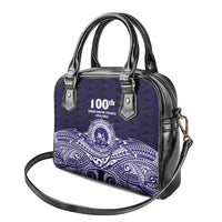 Tonga Queen Salote College 100th Years Shoulder Handbag Blue Tonga Kupesi Uniquely Pacific Art LT9 - Polynesian Pride