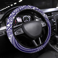 Tonga Queen Salote College 100th Years Steering Wheel Cover Blue Tonga Kupesi Uniquely Pacific Art LT9 Universal Fit Blue - Polynesian Pride