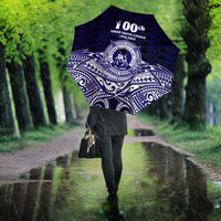 Tonga Queen Salote College 100th Years Umbrella Blue Tonga Kupesi Uniquely Pacific Art - Polynesian Pride