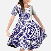 Tonga Queen Salote College 100th Years Family Matching Long Sleeve Bodycon Dress and Hawaiian Shirt White Tonga Kupesi Uniquely Pacific Art LT9 Daughter's Dress White - Polynesian Pride