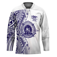 Tonga Queen Salote College 100th Years Hockey Jersey White Tonga Kupesi Uniquely Pacific Art - Polynesian Pride
