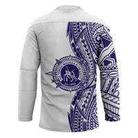 Tonga Queen Salote College 100th Years Hockey Jersey White Tonga Kupesi Uniquely Pacific Art - Polynesian Pride