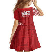 Samoa FAST Family Matching Off The Shoulder Long Sleeve Dress and Hawaiian Shirt Samoan Motif Patterns - Polynesian Pride