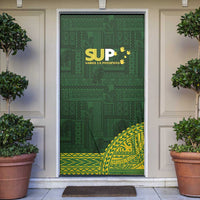 Samoa SUP Door Cover Samoan Motif Patterns LT9 Green - Polynesian Pride