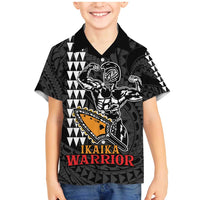 Aloha Spirit Ikaika Warrior Helmet Family Matching Mermaid Dress and Hawaiian Shirt LT9 Son's Shirt Black - Polynesian Pride