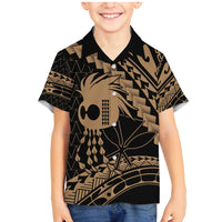 Ikaika Hawaiian Mythic Koa Tribal Warrior Family Matching Mermaid Dress and Hawaiian Shirt LT9 Son's Shirt Gold - Polynesian Pride