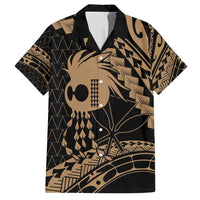 Ikaika Hawaiian Mythic Koa Tribal Warrior Family Matching Off Shoulder Short Dress and Hawaiian Shirt LT9 Dad's Shirt - Short Sleeve Gold - Polynesian Pride