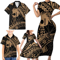 Ikaika Hawaiian Mythic Koa Tribal Warrior Family Matching Short Sleeve Bodycon Dress and Hawaiian Shirt LT9 - Polynesian Pride