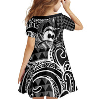 Koa Ikaika Warrior Helmet with Shark Family Matching Summer Maxi Dress and Hawaiian Shirt Black Kakau Style LT9 - Polynesian Pride