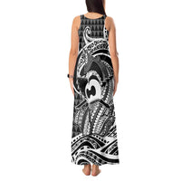 Koa Ikaika Warrior Helmet with Shark Tank Maxi Dress Black Kakau Style LT9 - Polynesian Pride