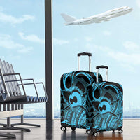 Koa Ikaika Warrior Helmet with Shark Luggage Cover Blue Kakau Style LT9 - Polynesian Pride