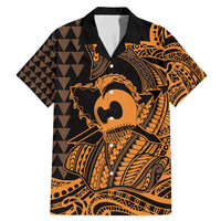 Koa Ikaika Warrior Helmet with Shark Family Matching Mermaid Dress and Hawaiian Shirt Gold Kakau Style LT9 Dad's Shirt - Short Sleeve Gold - Polynesian Pride