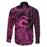 Koa Ikaika Warrior Helmet with Shark Family Matching Summer Maxi Dress and Hawaiian Shirt Pink Kakau Style LT9 - Polynesian Pride