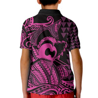 Koa Ikaika Warrior Helmet with Shark Kid Polo Shirt Pink Kakau Style