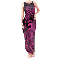 Koa Ikaika Warrior Helmet with Shark Tank Maxi Dress Pink Kakau Style LT9 Women Pink - Polynesian Pride