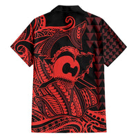 Koa Ikaika Warrior Helmet with Shark Family Matching Long Sleeve Bodycon Dress and Hawaiian Shirt Red Kakau Style LT9 - Polynesian Pride