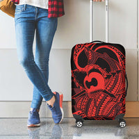 Koa Ikaika Warrior Helmet with Shark Luggage Cover Red Kakau Style LT9 - Polynesian Pride