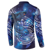 North Island Kokako and South Island Kokako Button Sweatshirt New Zealand Native Bird with Galaxy Vibe