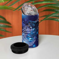 North Island Kokako and South Island Kokako 4 in 1 Can Cooler Tumbler New Zealand Native Bird with Galaxy Vibe LT9 - Polynesian Pride