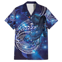 North Island Kokako and South Island Kokako Family Matching Long Sleeve Bodycon Dress and Hawaiian Shirt New Zealand Native Bird with Galaxy Vibe LT9 Dad's Shirt - Short Sleeve Galaxy - Polynesian Pride