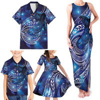 North Island Kokako and South Island Kokako Family Matching Tank Maxi Dress and Hawaiian Shirt New Zealand Native Bird with Galaxy Vibe LT9 - Polynesian Pride