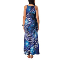 North Island Kokako and South Island Kokako Family Matching Tank Maxi Dress and Hawaiian Shirt New Zealand Native Bird with Galaxy Vibe LT9 - Polynesian Pride