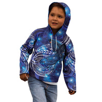 North Island Kokako and South Island Kokako Kid Hoodie New Zealand Native Bird with Galaxy Vibe LT9 - Polynesian Pride