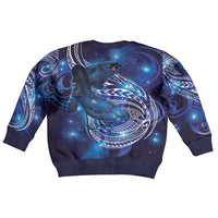 North Island Kokako and South Island Kokako Kid Ugly Christmas Sweater New Zealand Native Bird with Galaxy Vibe LT9 - Polynesian Pride