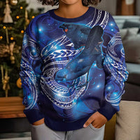 North Island Kokako and South Island Kokako Kid Ugly Christmas Sweater New Zealand Native Bird with Galaxy Vibe LT9 - Polynesian Pride