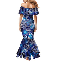 North Island Kokako and South Island Kokako Mermaid Dress New Zealand Native Bird with Galaxy Vibe LT9 - Polynesian Pride