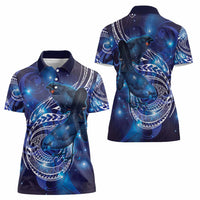 North Island Kokako and South Island Kokako Women Polo Shirt New Zealand Native Bird with Galaxy Vibe LT9 - Polynesian Pride