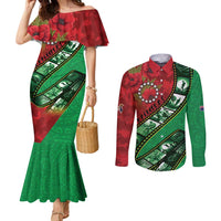 Personalised Cook Islands ANZAC 1915-2026 Filmstrip Couples Matching Mermaid Dress and Long Sleeve Button Shirt Lest We Forget 25 April LT9 Green - Polynesian Pride