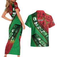 Personalised Cook Islands ANZAC 1915-2026 Filmstrip Couples Matching Short Sleeve Bodycon Dress and Hawaiian Shirt Lest We Forget 25 April LT9 - Polynesian Pride
