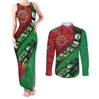 Personalised Cook Islands ANZAC 1915-2026 Filmstrip Couples Matching Tank Maxi Dress and Long Sleeve Button Shirt Lest We Forget 25 April LT9 Green - Polynesian Pride