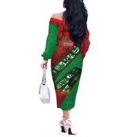 Personalised Cook Islands ANZAC 1915-2026 Filmstrip Off The Shoulder Long Sleeve Dress Lest We Forget 25 April
