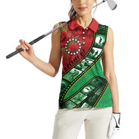 Personalised Cook Islands ANZAC 1915-2026 Filmstrip Women Sleeveless Polo Shirt Lest We Forget 25 April LT9 - Polynesian Pride