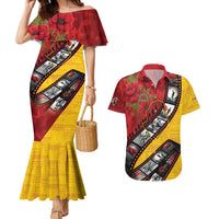 Personalised Niue ANZAC 1915-2026 Filmstrip Couples Matching Mermaid Dress and Hawaiian Shirt Lest We Forget 25 April LT9 Gold - Polynesian Pride
