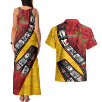 Personalised Niue ANZAC 1915-2026 Filmstrip Couples Matching Tank Maxi Dress and Hawaiian Shirt Lest We Forget 25 April LT9 - Polynesian Pride