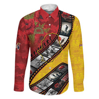 Personalised Niue ANZAC 1915-2026 Filmstrip Family Matching Tank Maxi Dress and Hawaiian Shirt Lest We Forget 25 April LT9 Dad's Shirt - Long Sleeve Gold - Polynesian Pride