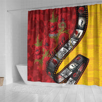 Personalised Niue ANZAC 1915-2026 Filmstrip Shower Curtain Lest We Forget 25 April