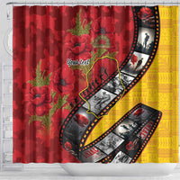 Personalised Niue ANZAC 1915-2026 Filmstrip Shower Curtain Lest We Forget 25 April