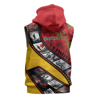 Personalised Niue ANZAC 1915-2026 Filmstrip Sleeveless Zip Hoodie Lest We Forget 25 April