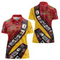 Personalised Niue ANZAC 1915-2026 Filmstrip Women Polo Shirt Lest We Forget 25 April