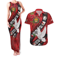 Personalised Tonga ANZAC 1915-2026 Filmstrip Couples Matching Tank Maxi Dress and Hawaiian Shirt Lest We Forget 25 April LT9 Red - Polynesian Pride
