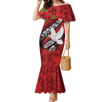 Personalised Tonga ANZAC 1915-2026 Filmstrip Family Matching Mermaid Dress and Hawaiian Shirt Lest We Forget 25 April LT9 Mom's Dress Red - Polynesian Pride