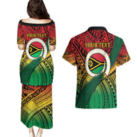 Personalised Vanuatu Yumi 44th Indipendens Dei Couples Matching Puletasi and Hawaiian Shirt Vanuatuan Broad Tusk with Polynesian Tribal LT9 - Polynesian Pride