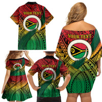 Personalised Vanuatu Yumi 44th Indipendens Dei Family Matching Off Shoulder Short Dress and Hawaiian Shirt Vanuatuan Broad Tusk with Polynesian Tribal LT9 - Polynesian Pride