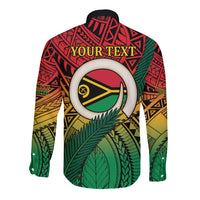 Personalised Vanuatu Yumi 44th Indipendens Dei Long Sleeve Button Shirt Vanuatuan Broad Tusk with Polynesian Tribal