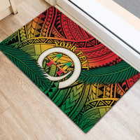Personalised Vanuatu Yumi 44th Indipendens Dei Rubber Doormat Vanuatuan Broad Tusk with Polynesian Tribal