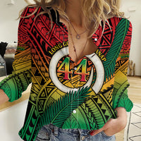 Personalised Vanuatu Yumi 44th Indipendens Dei Women Casual Shirt Vanuatuan Broad Tusk with Polynesian Tribal